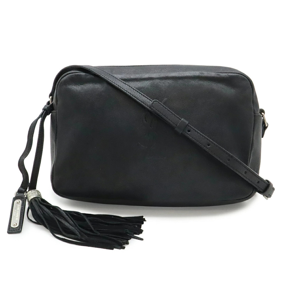 SAINT LAURENT PARIS Yves Camera Bag Shoulder Pouch Clutch Leather Black